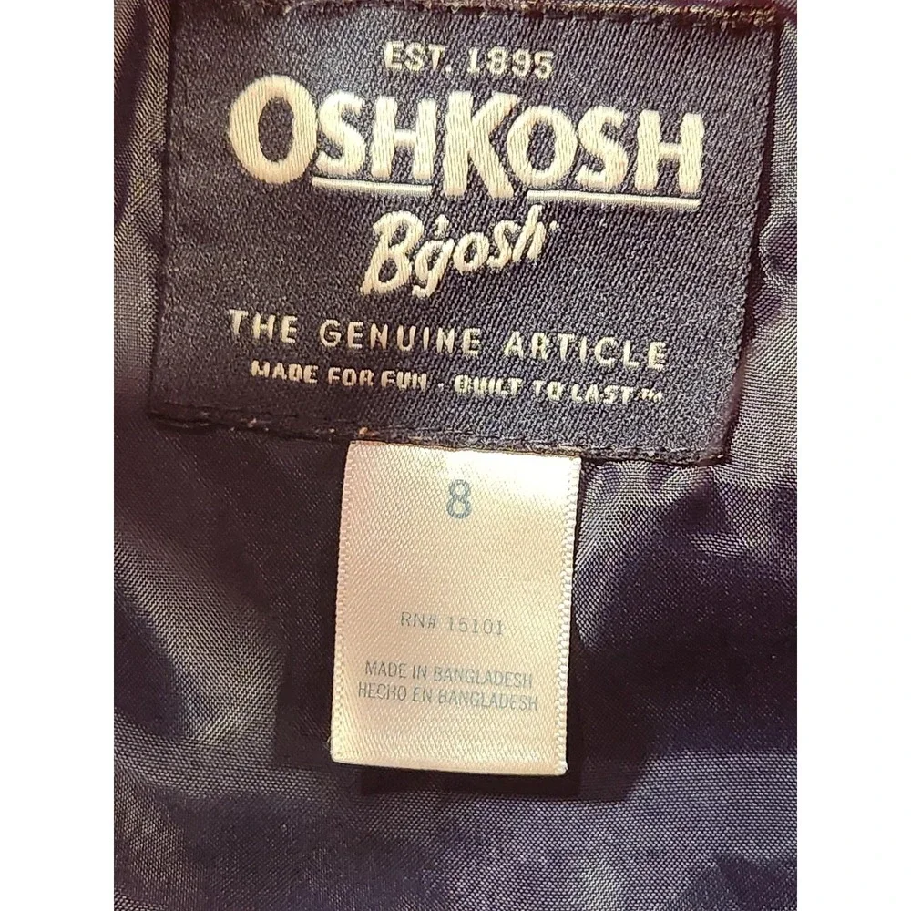 OshKosh B'gosh Vest Kids Size 8 Orange Puffer Insulated Colorblock Stripe Collar